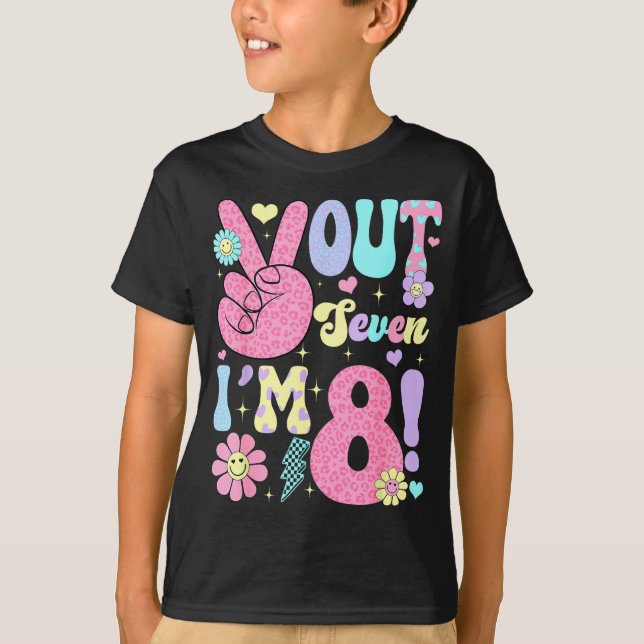 Groovy Peace Out Seven I'm 8 Years Old 8th Birthda T Shirt (Framsida)