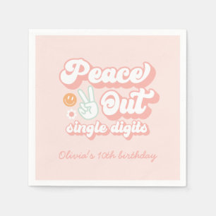 Groovy Peace out Single Digits 10:e födelsedagen Pappersservett