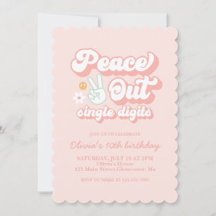 Groovy Peace out Single Digits 10:e födelsedagsinv Inbjudningar