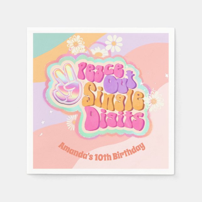 Groovy Peace out Single Digits 10:e Pappersservett (Framsidan)