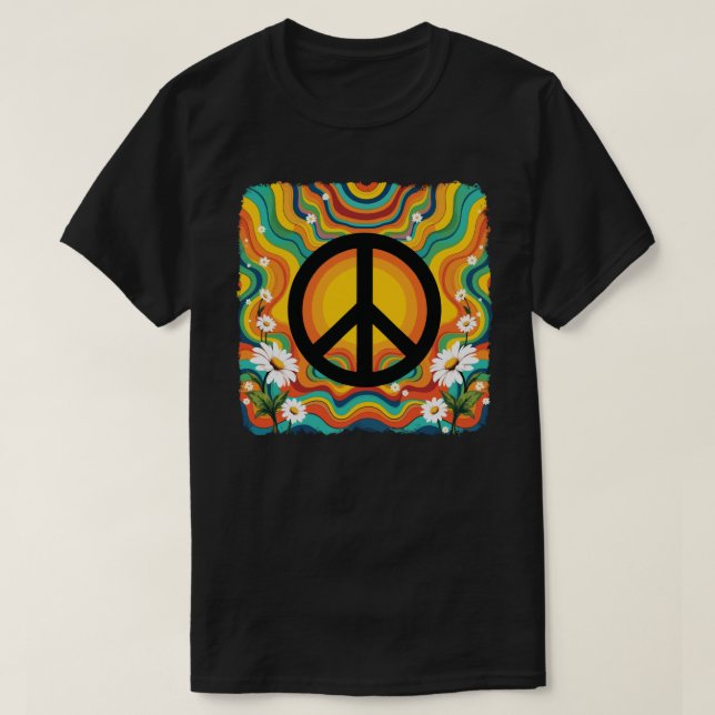 Groovy Peace Retro Vibes T Shirt (Design framsida)