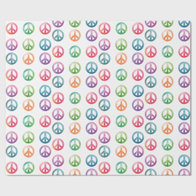 Groovy peace signs watercolor style hippie love presentpapper (Seam)