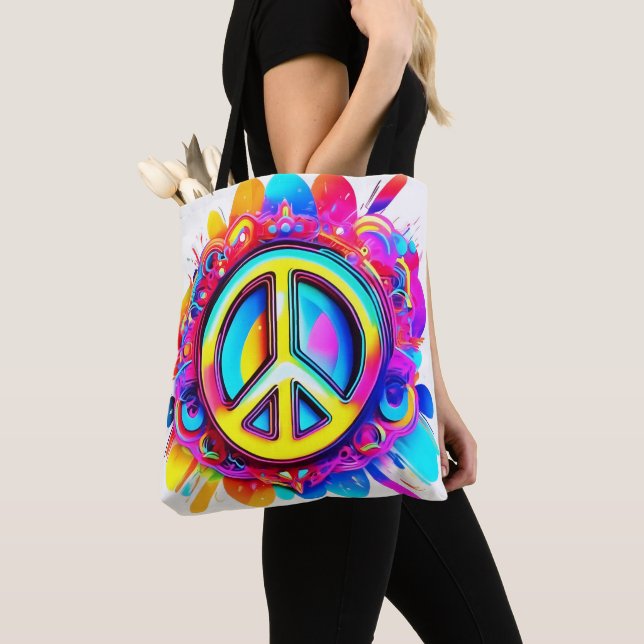 Groovy Peace Vibes Tygkasse (Närbild)