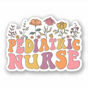Groovy Pediatriska Nurse RN Wildblommor PEDS Nurse Klistermärken