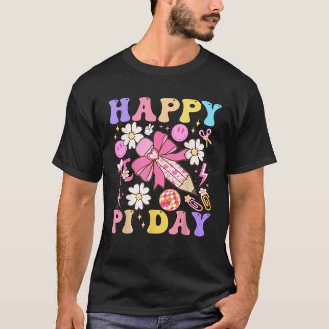 Groovy Pi Day 3 14 Coquette Bow Math Teacher Stud T Shirt (Framsida)