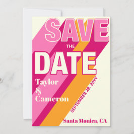Groovy Pink and Orange Wedding Save The Date Spara Datumet