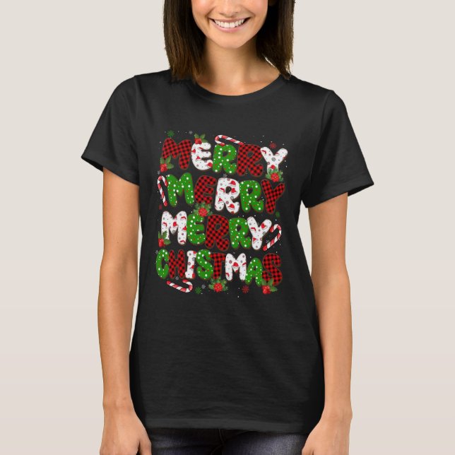 Groovy Play God jul Julafton Family Manar Wome T Shirt (Framsida)