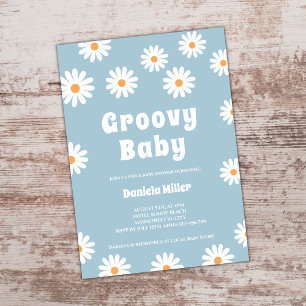 Groovy Pojke Daisy 70s Retro Baby Shower Inbjudningar