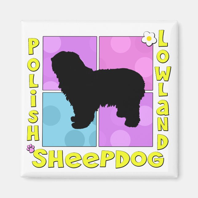 Groovy polska Lowland Sheepdog Magnet (Framsidan)