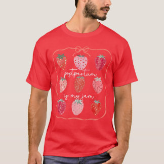 Groovy Postpartum är min grej Jordgubb Mamma Bebis T Shirt