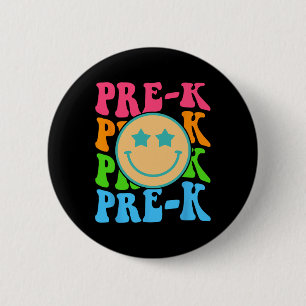 Groovy Pre-K Vibes Ansikte Retro Teacher Kids back Knapp