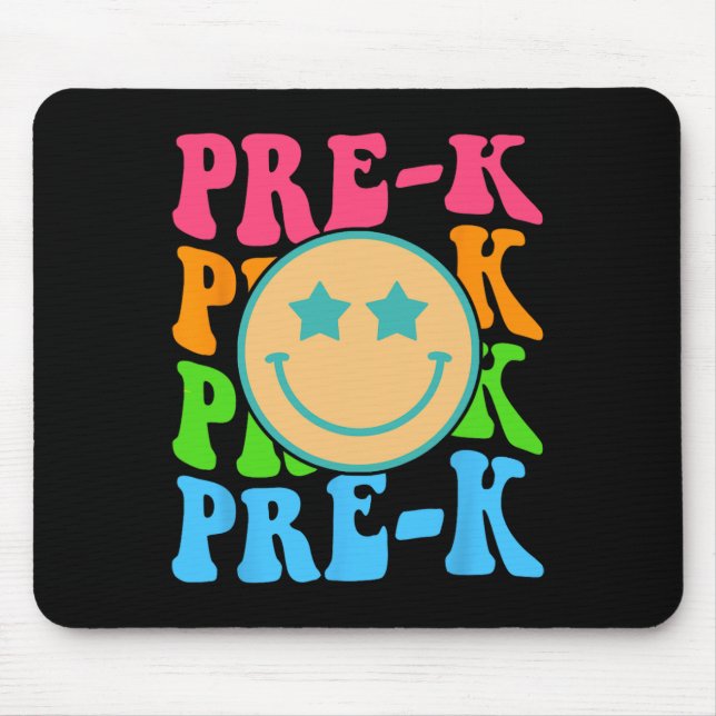 Groovy Pre-K Vibes Ansikte Retro Teacher Kids back Musmatta (Framsidan)