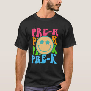Groovy Pre-K Vibes Ansikte Retro Teacher Kids back T Shirt