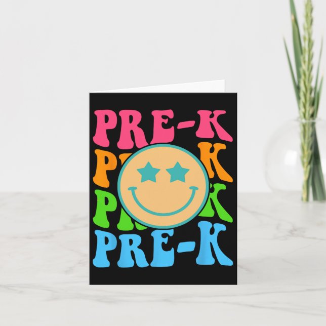 Groovy pre-k Vibes Ansikte Retro Teacher Kids Byck Kort (Framsida)