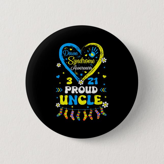 Groovy Proud Down Syndrome Uncle Awareness Matchin Knapp (Framsida)