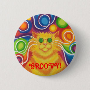 Groovy Psy-katt-delic "!", knäppas emblem Knapp