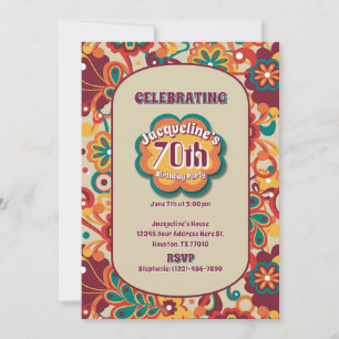 Groovy Psychedelic 60-årsjubileum 70-årsjubileum B Inbjudningar