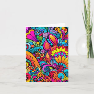 Groovy Psychedelic-Blommigt Anteckningskort