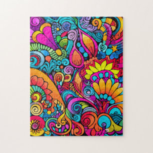 Groovy Psychedelic-Blommigt Pussel