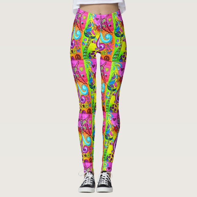 groovy psychedelic champinjoner leggings (Framsida)