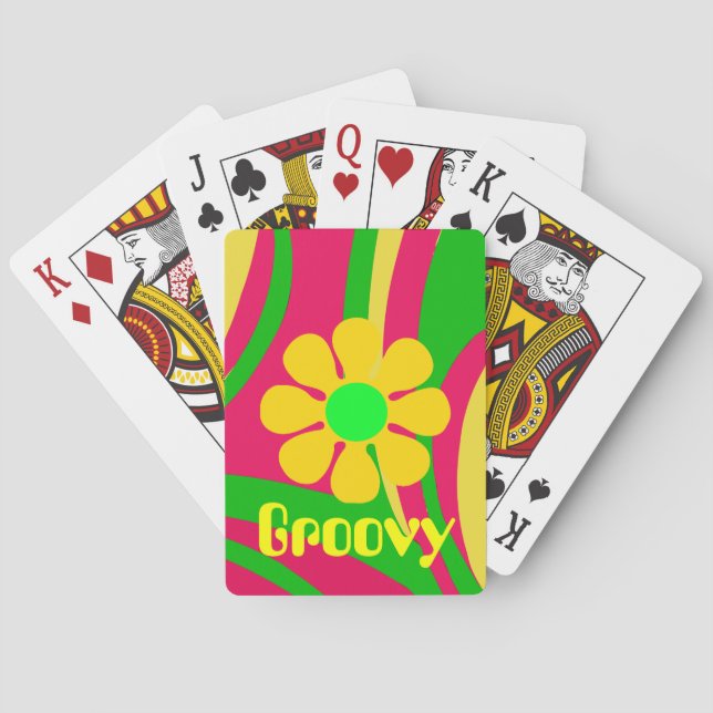 Groovy Psychedelic Flower Power-uppspelningskort Spel Kort (Baksidan)