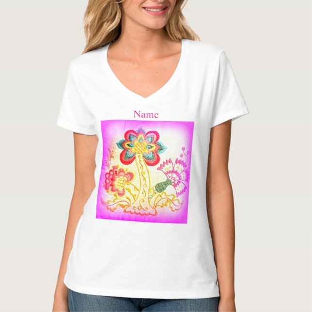 groovy psychedelic hippie handflatan träd t shirt (Framsida)