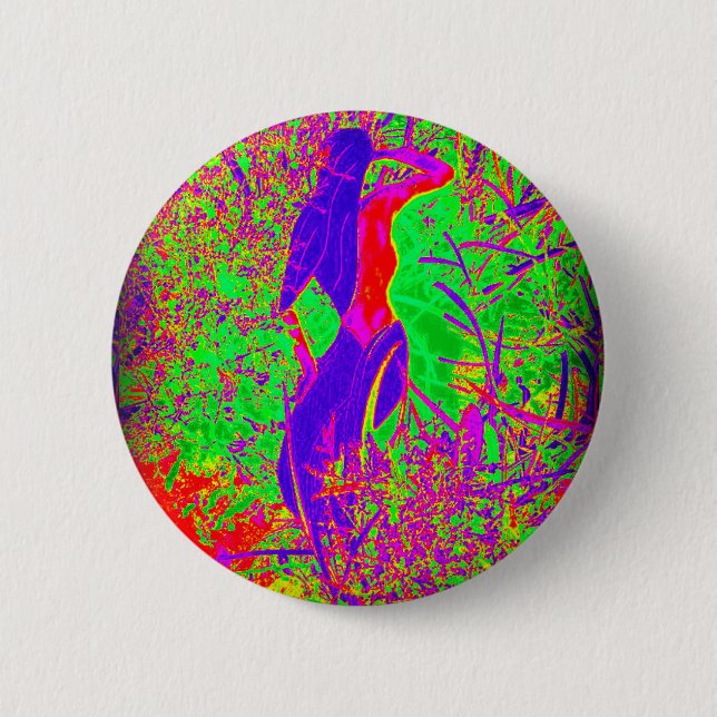 Groovy psychedelic lila hippie sjöjungfru knapp (Framsida)