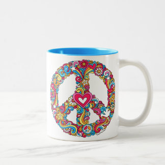 Groovy Psychedelic mugg♥ för fredstecken & för Två-Tonad Mugg