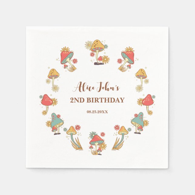 Groovy Psychedelic Mushroom Barns födelsedag Pappersservett (Framsidan)