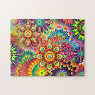 Groovy Psychedlic Kaleidoscope Färger svårt Pussel