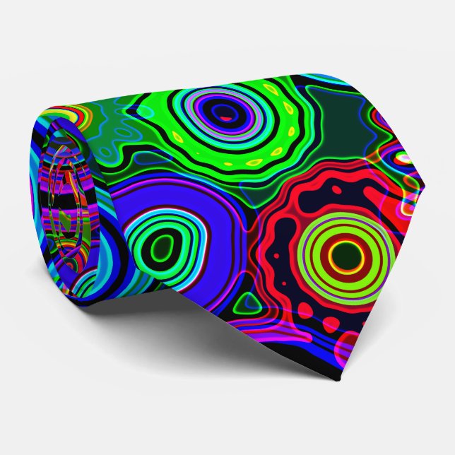 Groovy Psykedelisk Abstrakt Neon Mönster Slips (Rullad)