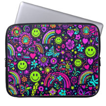 Groovy Psykedelisk Smileys Laptop Fodral - 70-tal