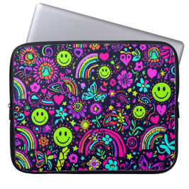 Groovy Psykedelisk Smileys Laptop Fodral - 70-tal