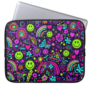 Groovy Psykedelisk Smileys Laptop Fodral - 70-tal