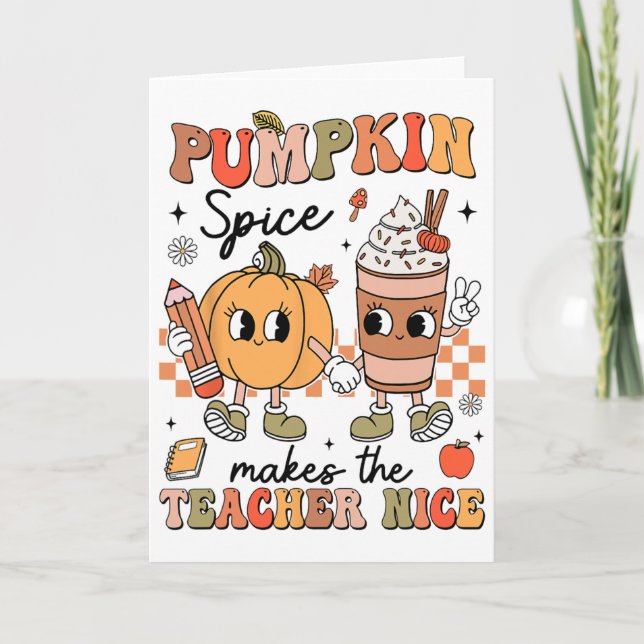 Groovy Pumpa Krydda Gör Lärare Trevlig Höst Tack Kort (Framsida)