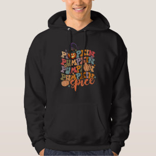Groovy Pumpa Kryddad Höst Höst Kaffé Retro Skräckl Hoodie