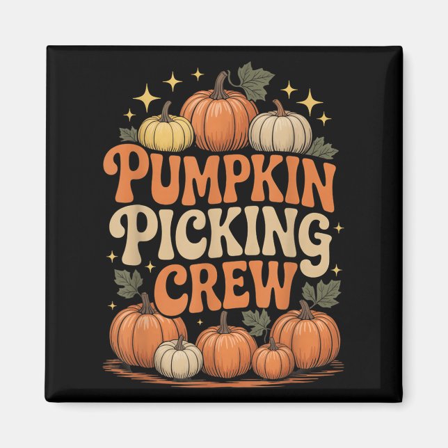 Groovy Pumpkin Cking Crew Matchande Familj Höst F Magnet (Framsidan)