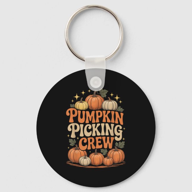 Groovy Pumpkin Cking Crew Matchande Familj Höst F Nyckelring (Framsida)