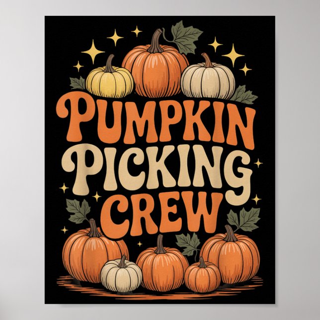 Groovy Pumpkin Cking Crew Matching Family Autumn F Poster (Framsidan)