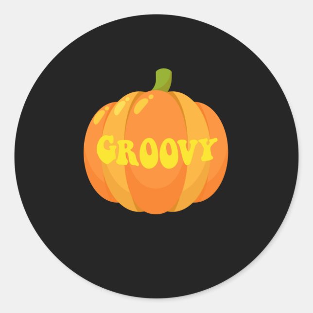 Groovy Pumpkin Retro 60s Runt Klistermärke (Framsida)