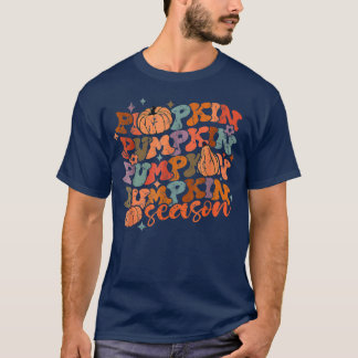 Groovy Pumpkin Season Hej Fall Vibes Retro T Shirt