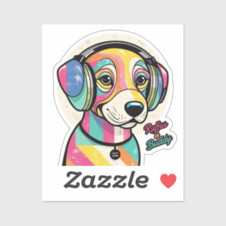 Groovy Puppy: En färgfull Hund Klistermärken