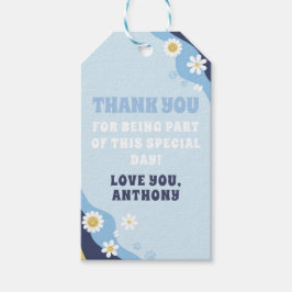 Groovy Puppy Favor Tag for Birthday Party Blue Presentetikett