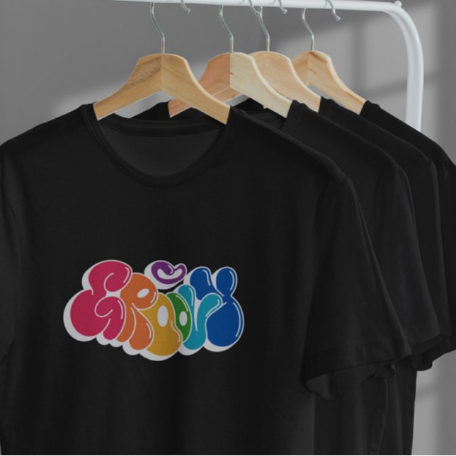 Groovy Quote Lycklig Retro T Shirt (Skapare uppladdad)