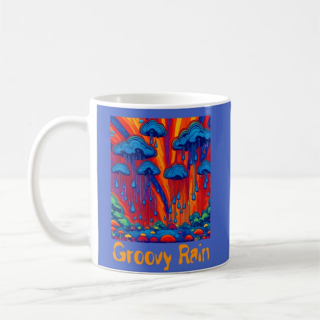 Groovy Rain Retro Stil Kaffemugg (Vänster)
