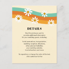 Groovy Rainbow 1970-talet Stil Boho Daisy Bröllop Tilläggskort