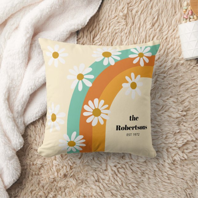 Groovy Rainbow 1970-talet Stil Boho Personlig Kudde (Filt)