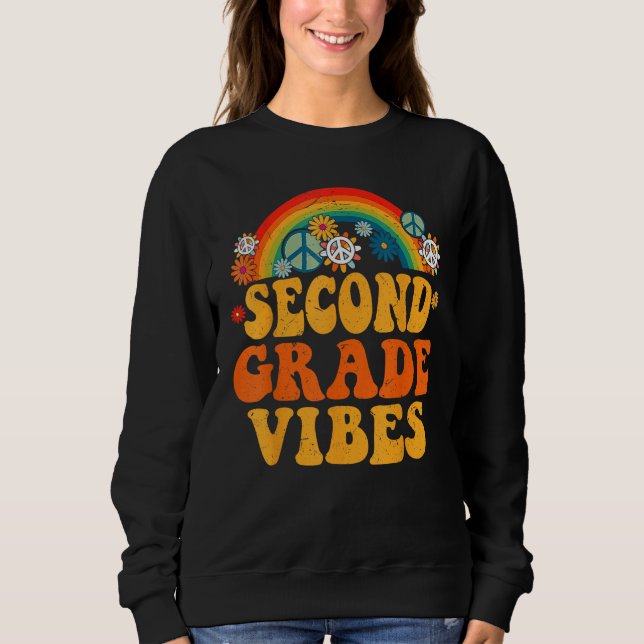 Groovy Rainbow Back to School 2nd Grade Vibes Teac T Shirt (Framsida)