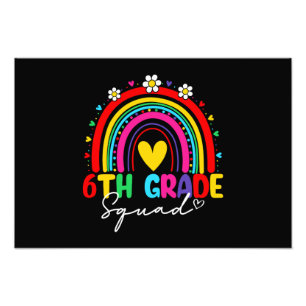 Groovy Rainbow Girl Boys Teacher Hej 6e Klass Fototryck