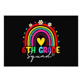 Groovy Rainbow Girl Boys Teacher Hej 6e Klass Fototryck